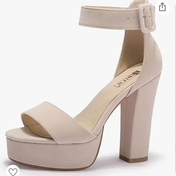 Dream Pairs Shoes Tan 5inch Heel Open Toe Chunky Heel Shoe